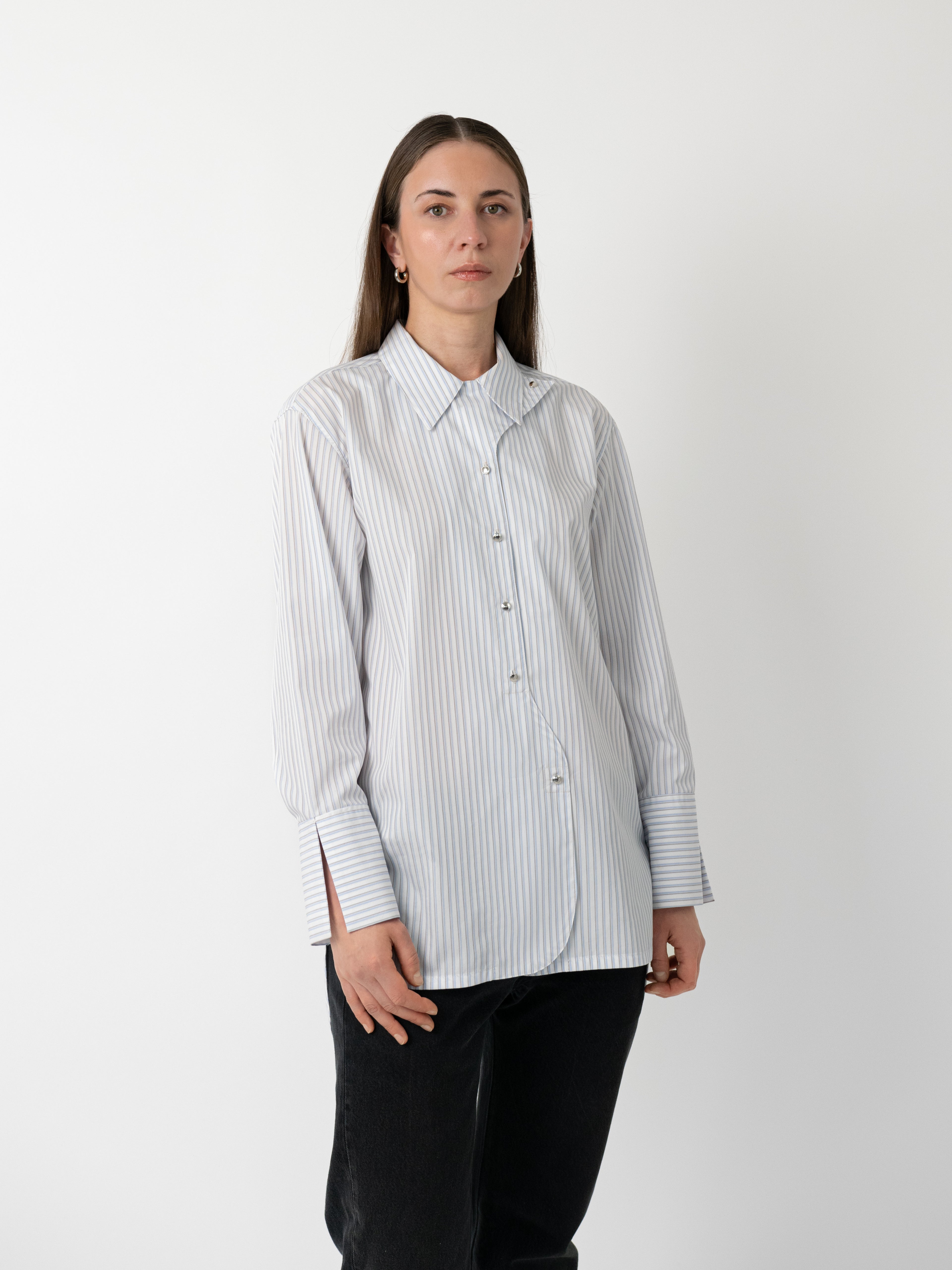 Cotton shirting banker stripe