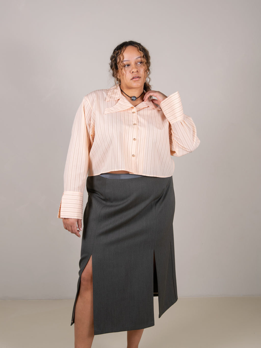 Light crinkled cotton stripe