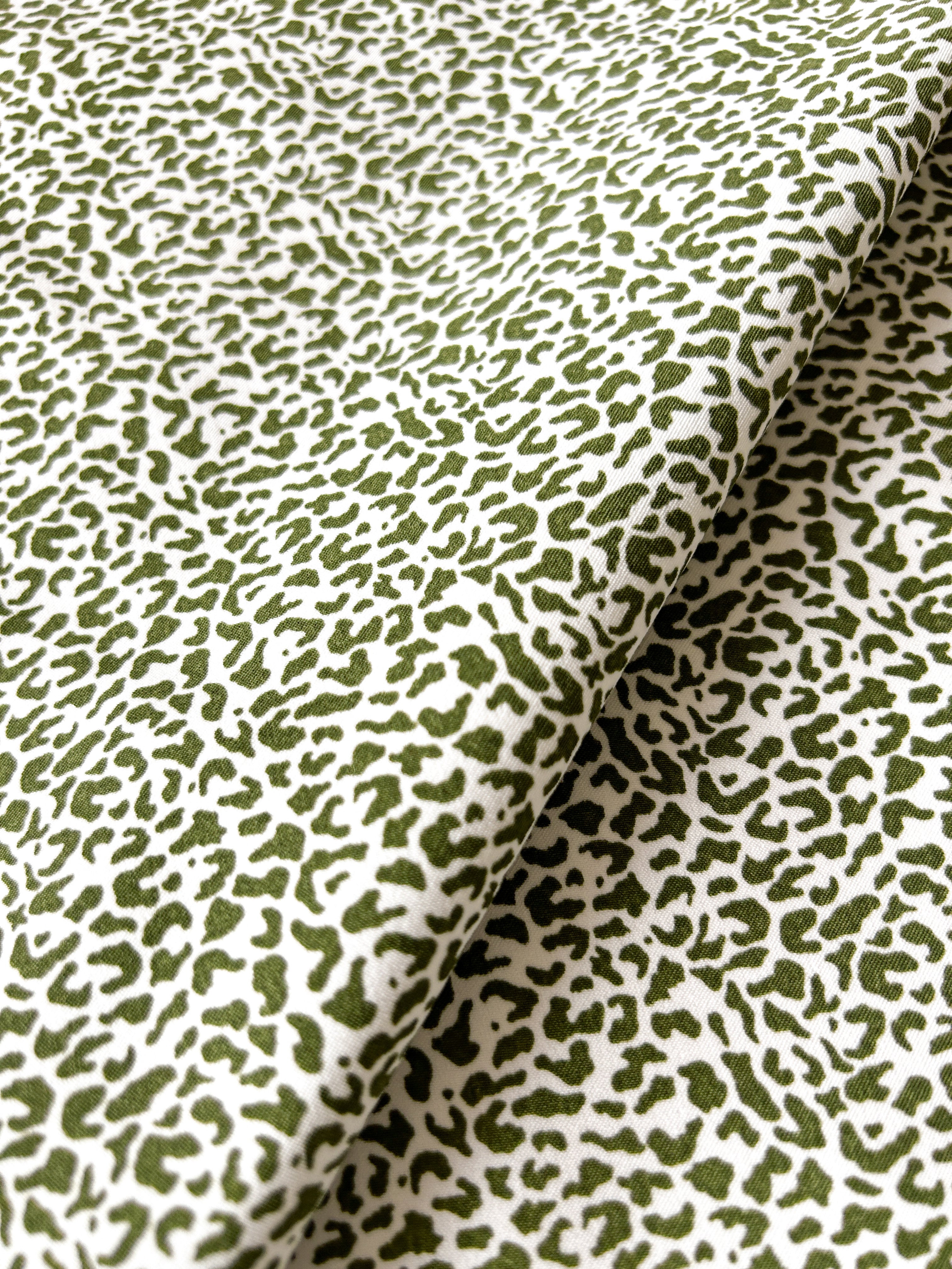 Olive leopard cotton canvas