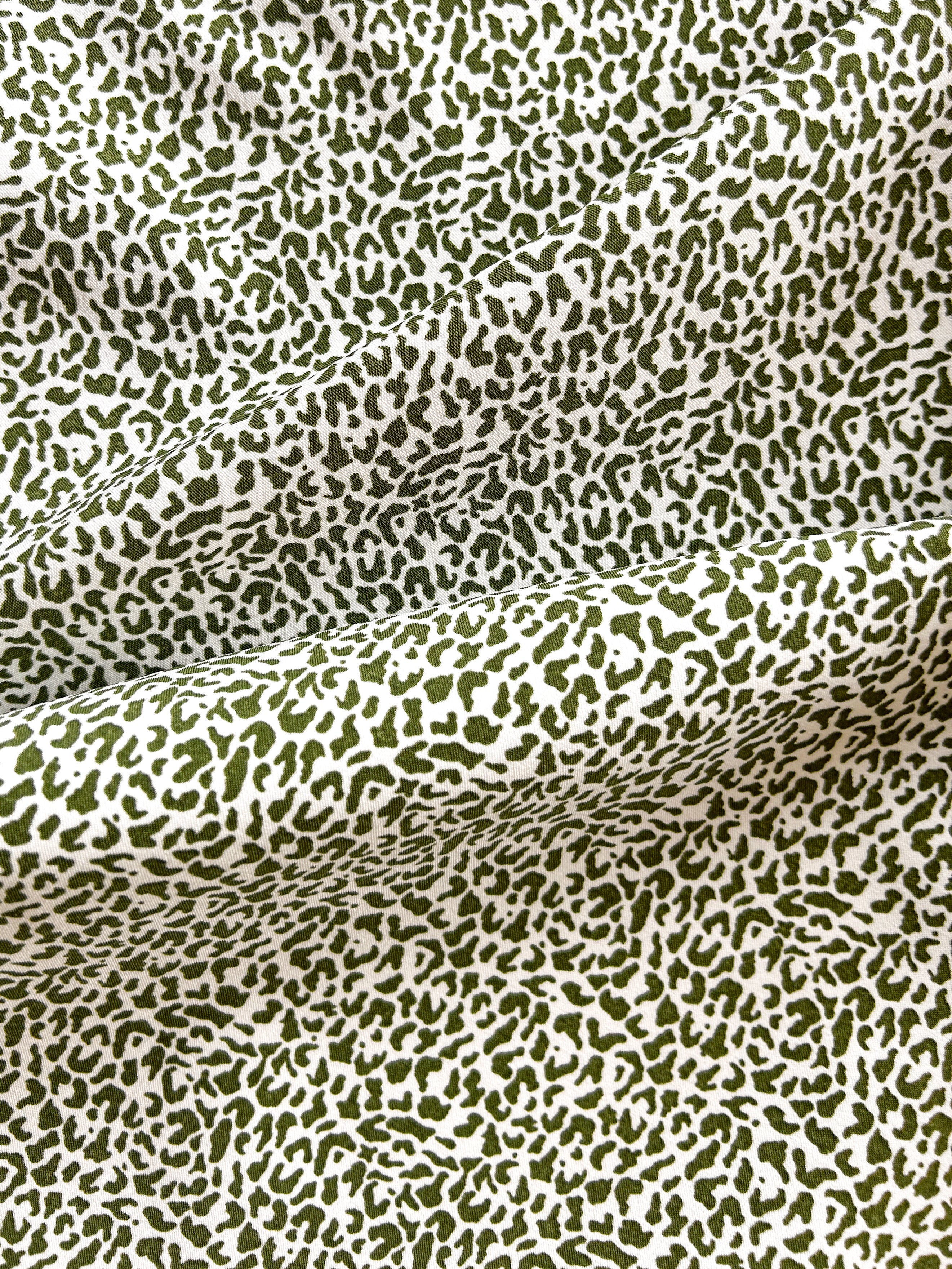 Olive leopard cotton canvas