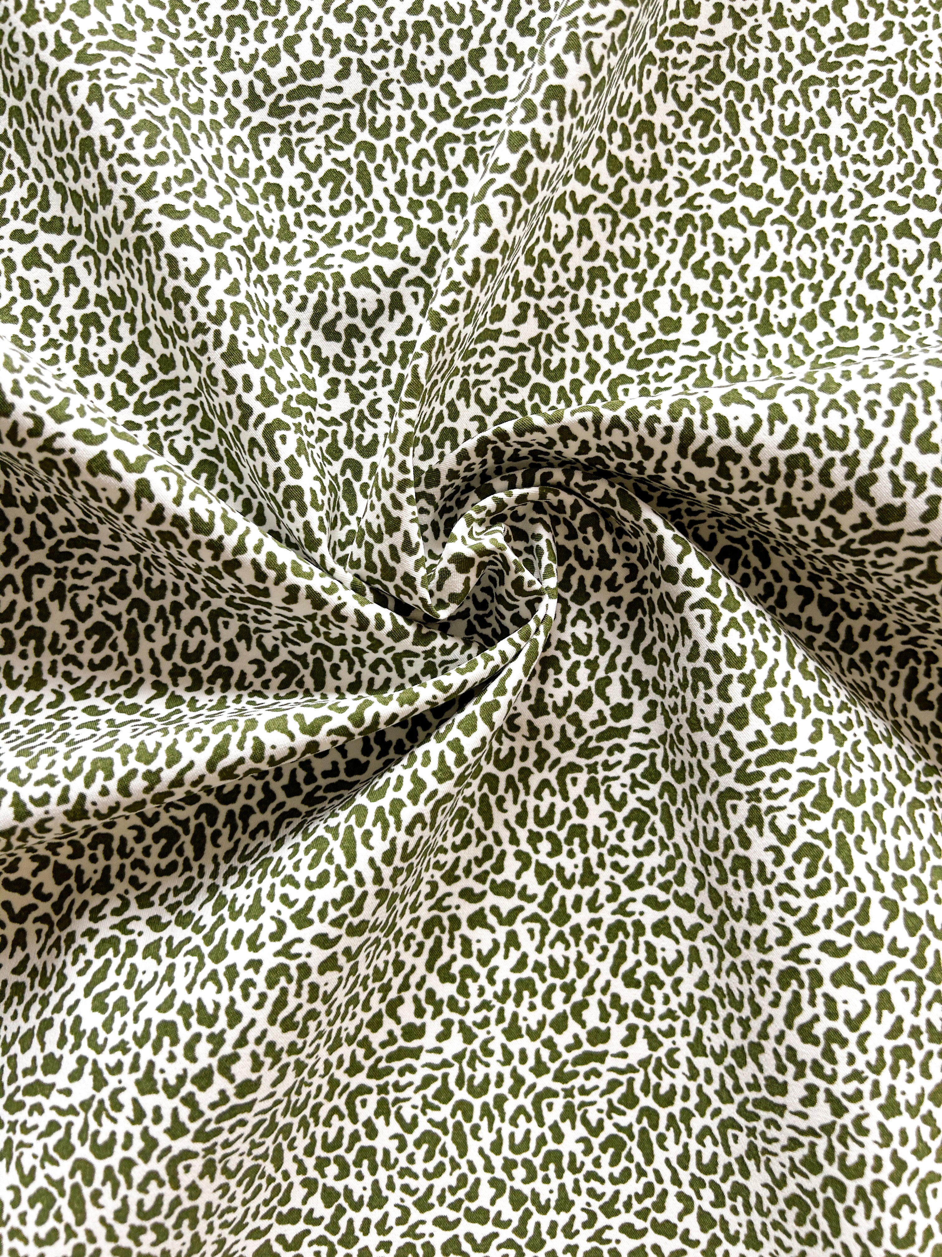 Olive leopard cotton canvas