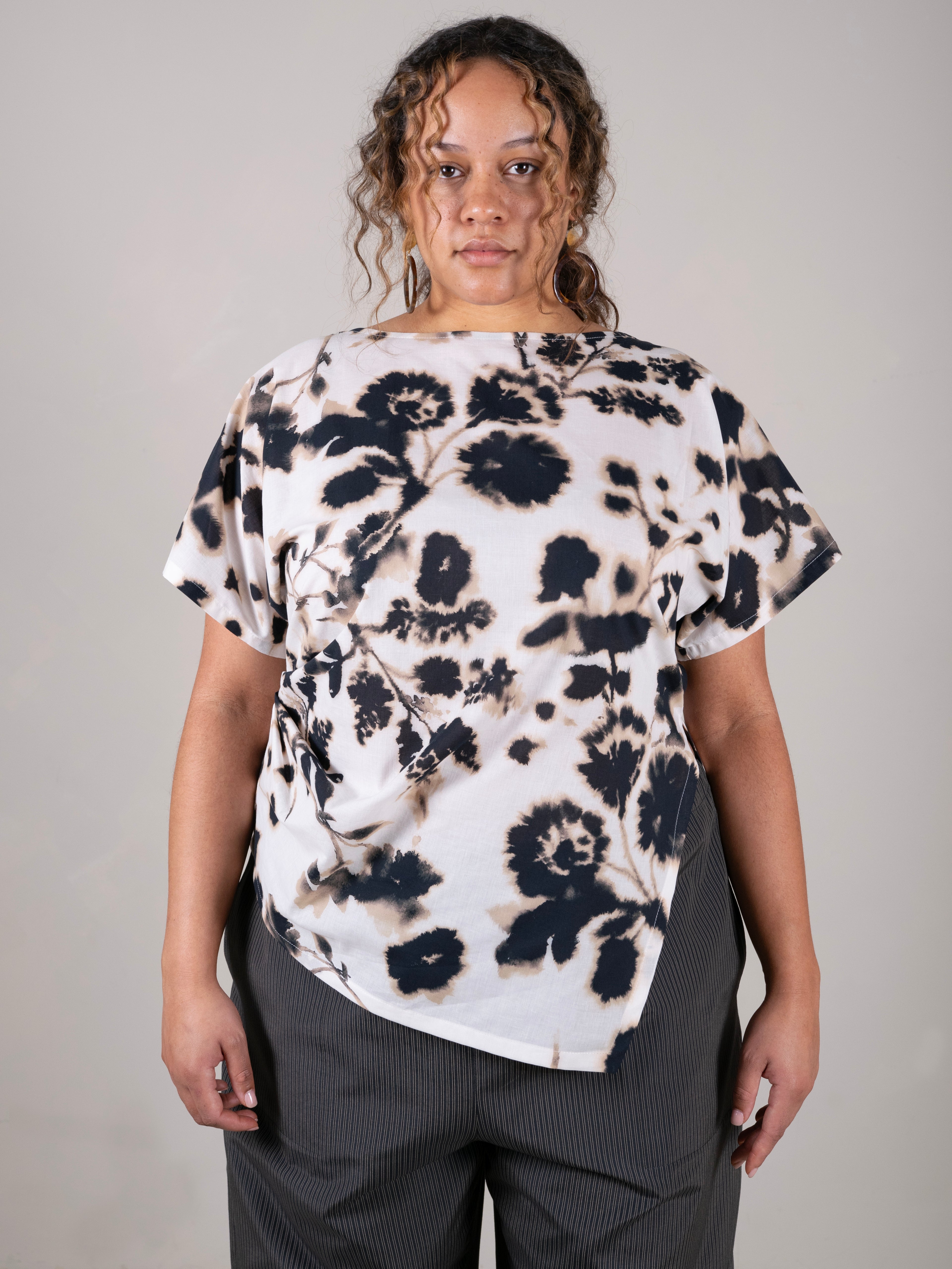 Abstract floral cotton batiste