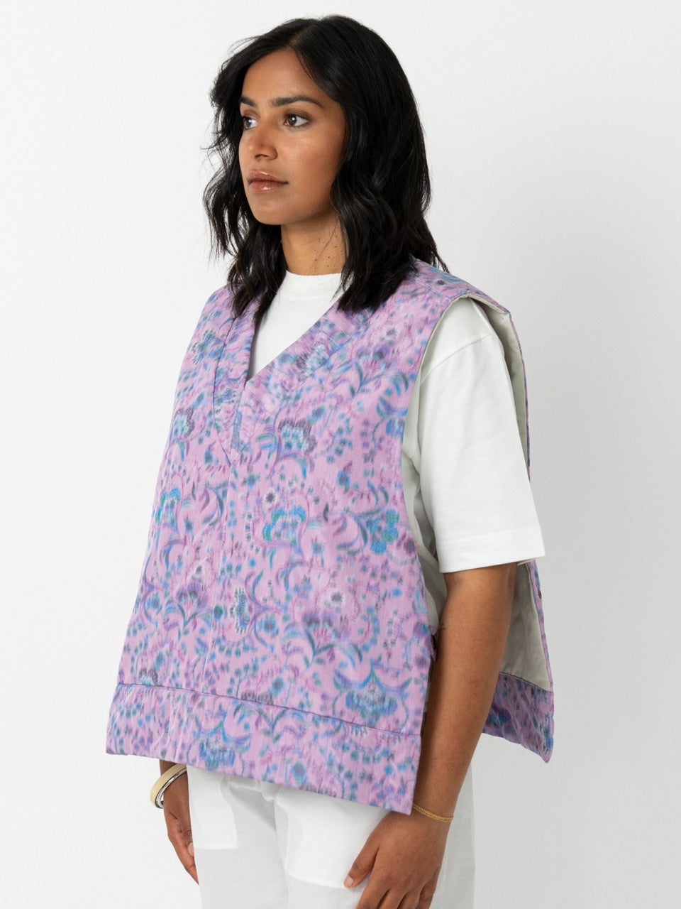 Floral pink taffeta